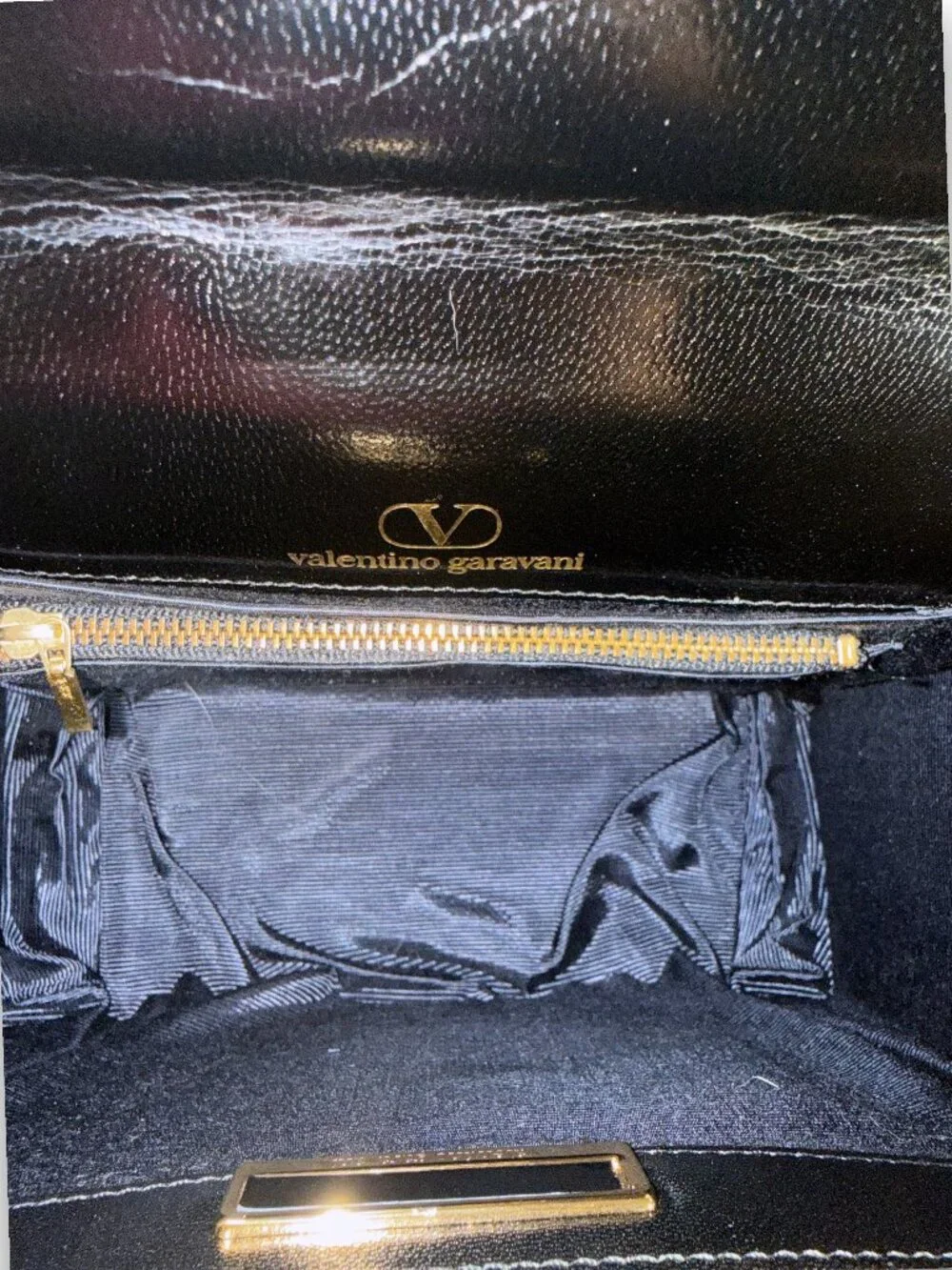 Valentino Garavani Rare Vintage Black Patent Top Handle Satchel Bag with COA